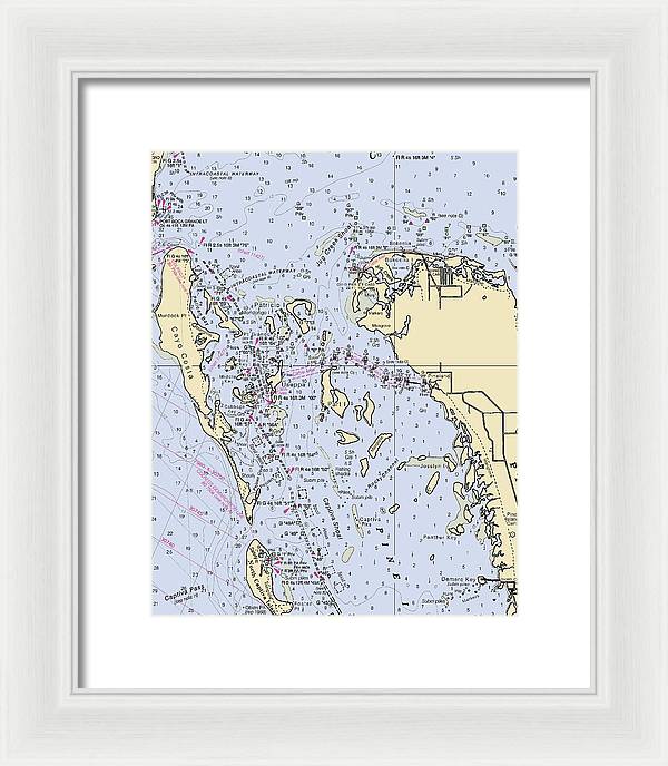 Pineland -florida Nautical Chart _v6 - Framed Print