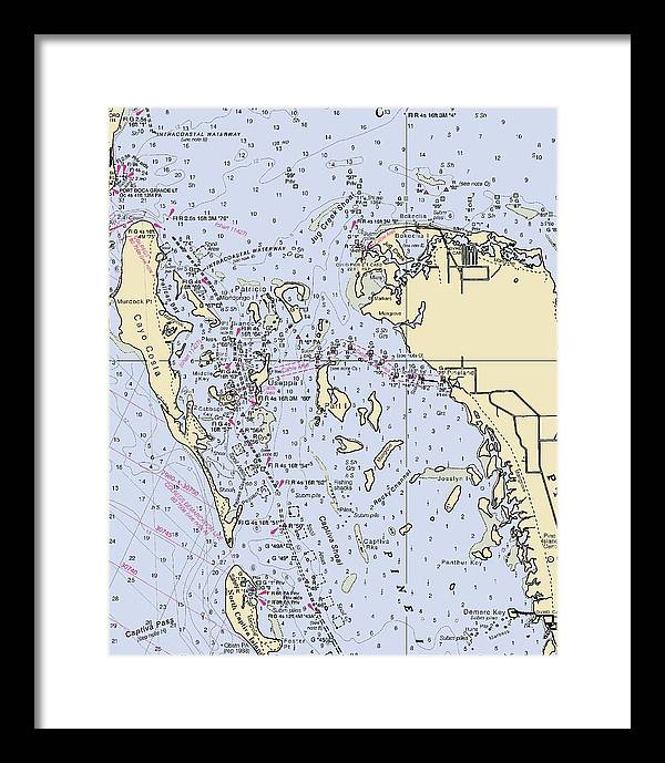 Pineland -florida Nautical Chart _v6 - Framed Print