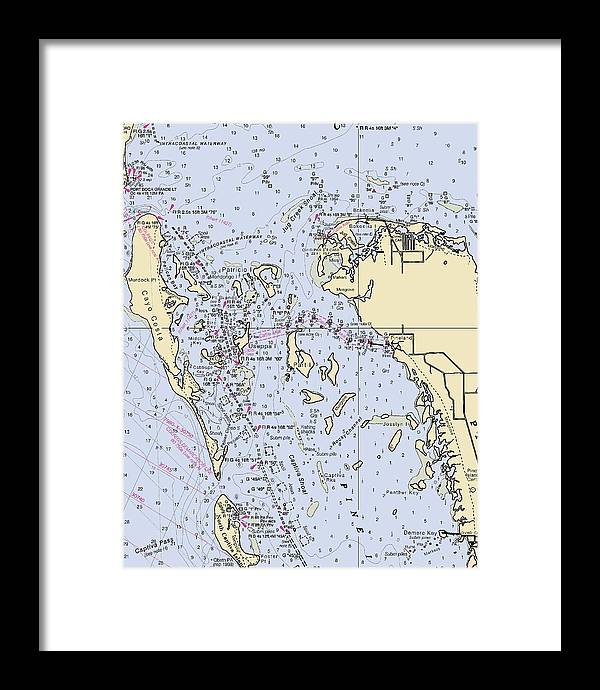 Pineland -florida Nautical Chart _v6 - Framed Print