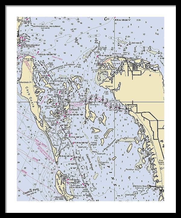 Pineland -florida Nautical Chart _v6 - Framed Print