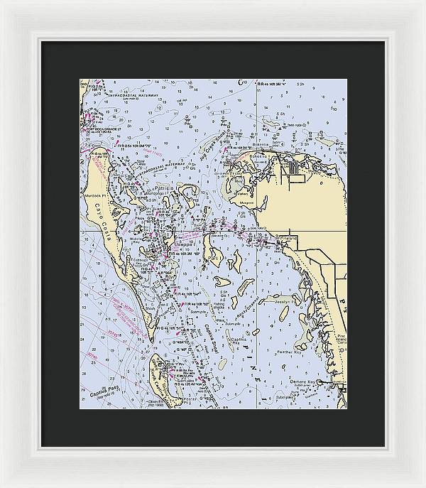 Pineland -florida Nautical Chart _v6 - Framed Print