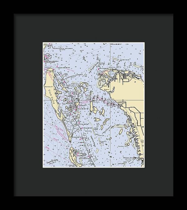 Pineland -florida Nautical Chart _v6 - Framed Print