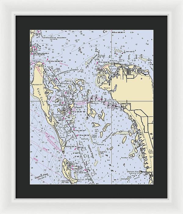 Pineland -florida Nautical Chart _v6 - Framed Print