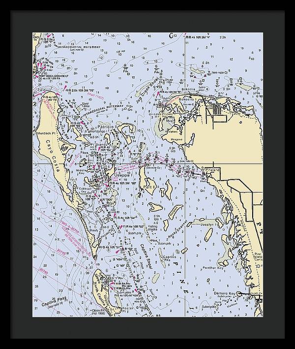 Pineland -florida Nautical Chart _v6 - Framed Print