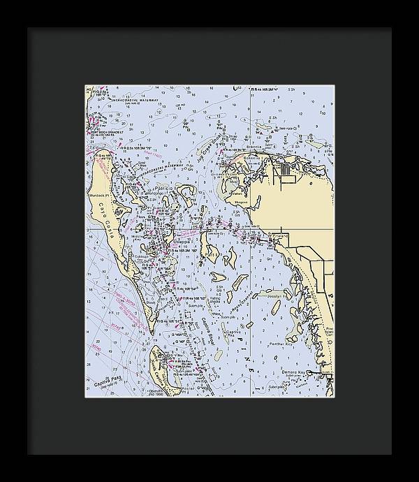 Pineland -florida Nautical Chart _v6 - Framed Print