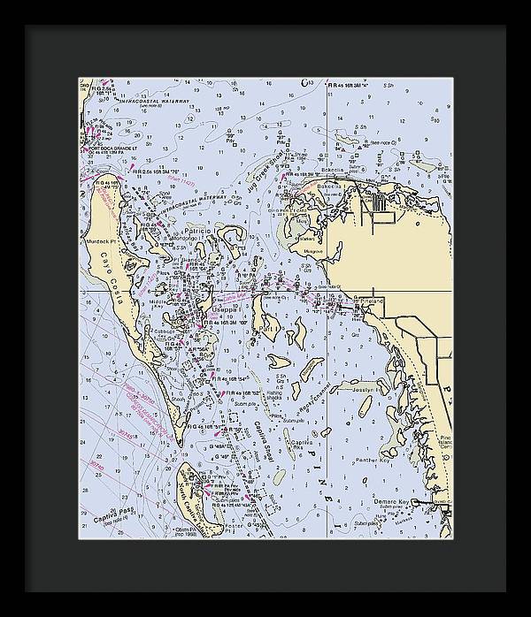 Pineland -florida Nautical Chart _v6 - Framed Print