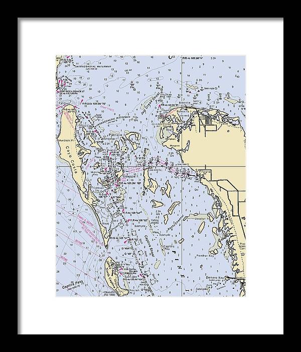 Pineland -florida Nautical Chart _v6 - Framed Print