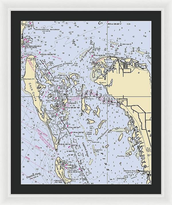 Pineland -florida Nautical Chart _v6 - Framed Print