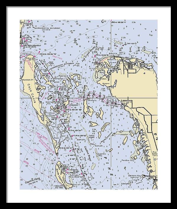 Pineland -florida Nautical Chart _v6 - Framed Print