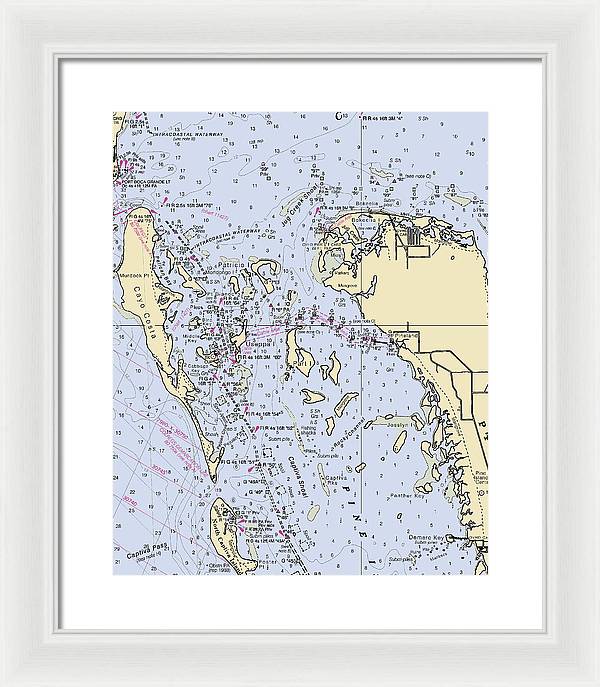 Pineland -florida Nautical Chart _v6 - Framed Print