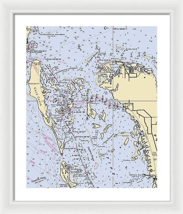 Pineland -florida Nautical Chart _v6 - Framed Print