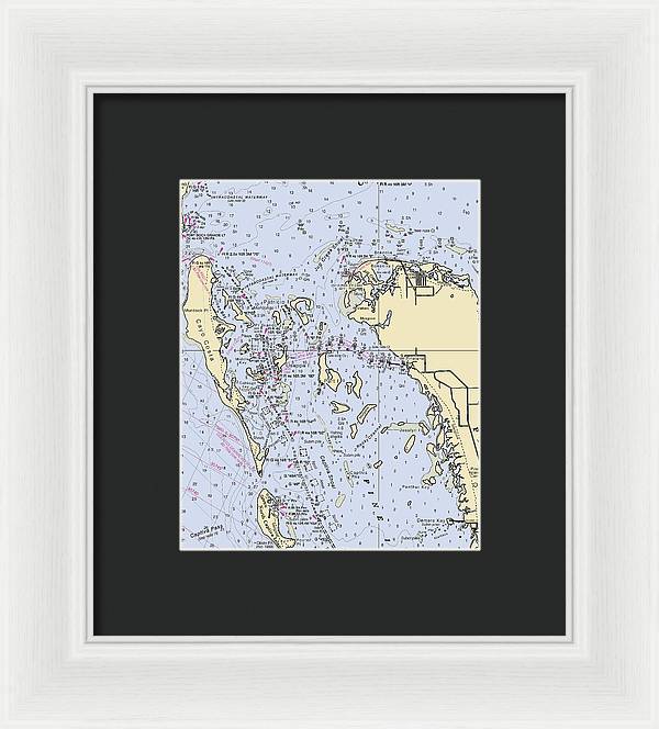 Pineland -florida Nautical Chart _v6 - Framed Print