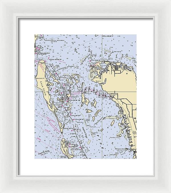 Pineland -florida Nautical Chart _v6 - Framed Print