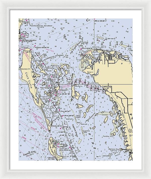 Pineland -florida Nautical Chart _v6 - Framed Print