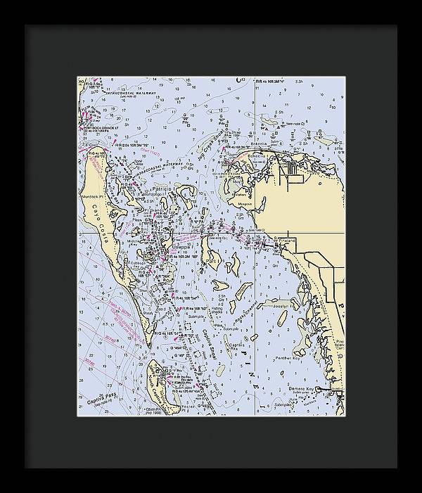 Pineland -florida Nautical Chart _v6 - Framed Print