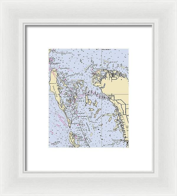 Pineland -florida Nautical Chart _v6 - Framed Print