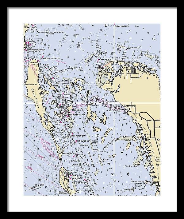 Pineland -florida Nautical Chart _v6 - Framed Print