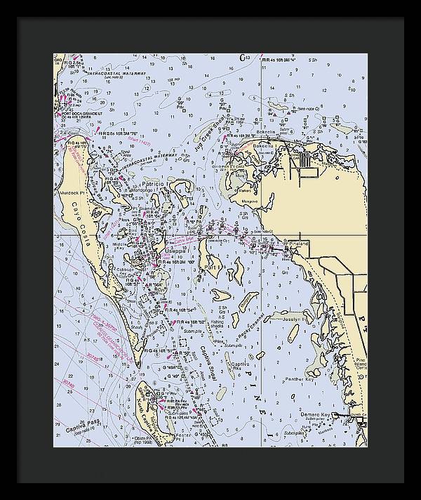 Pineland -florida Nautical Chart _v6 - Framed Print