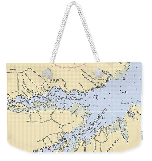 Piney Neck-delaware Nautical Chart - Weekender Tote Bag