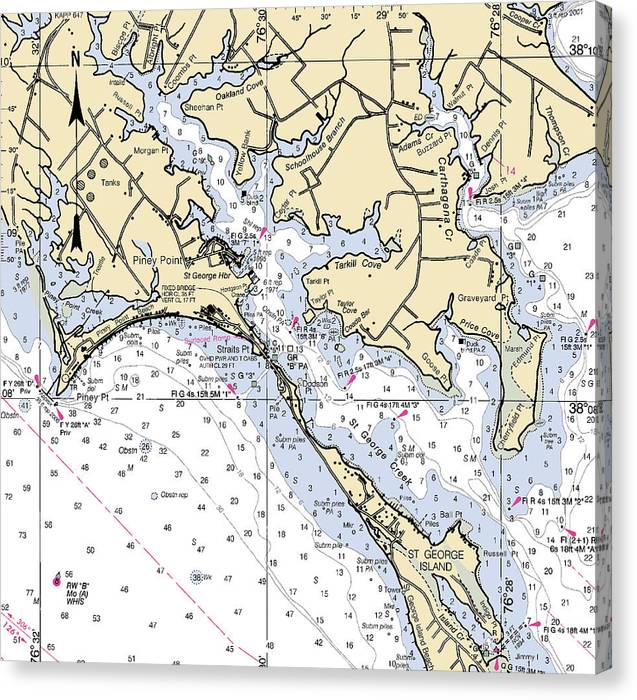 Piney Point-Maryland Nautical Chart Canvas Print