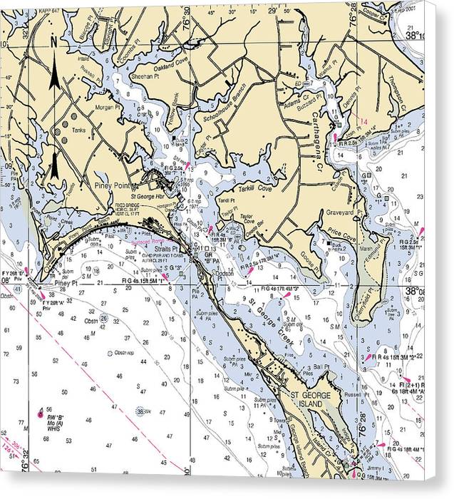 Piney Point-maryland Nautical Chart - Canvas Print