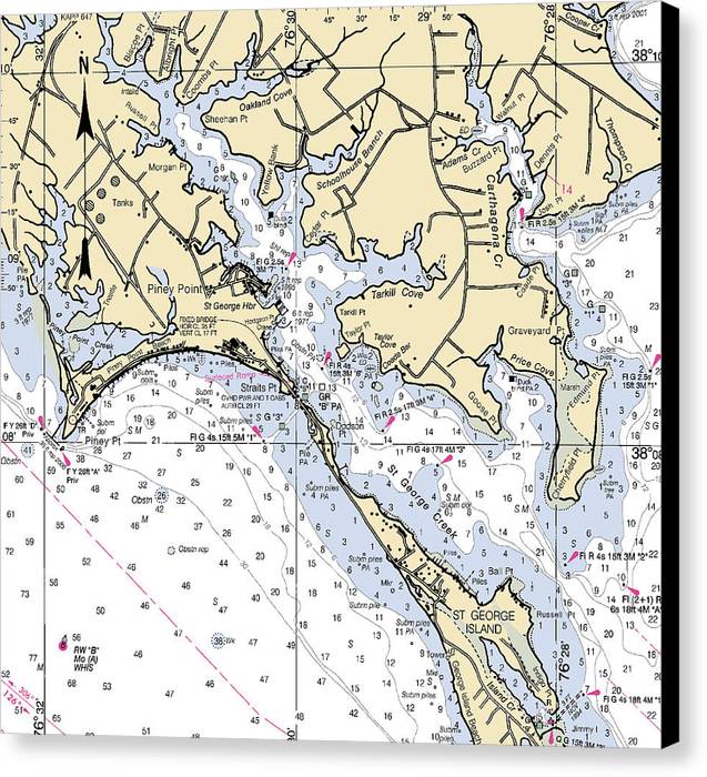 Piney Point-maryland Nautical Chart - Canvas Print