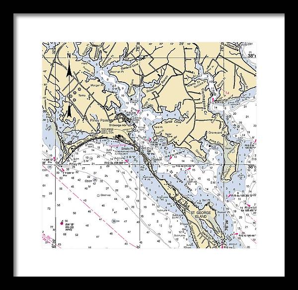 Piney Point-maryland Nautical Chart - Framed Print