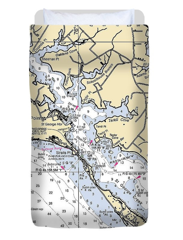 Piney Point-maryland Nautical Chart - Duvet Cover