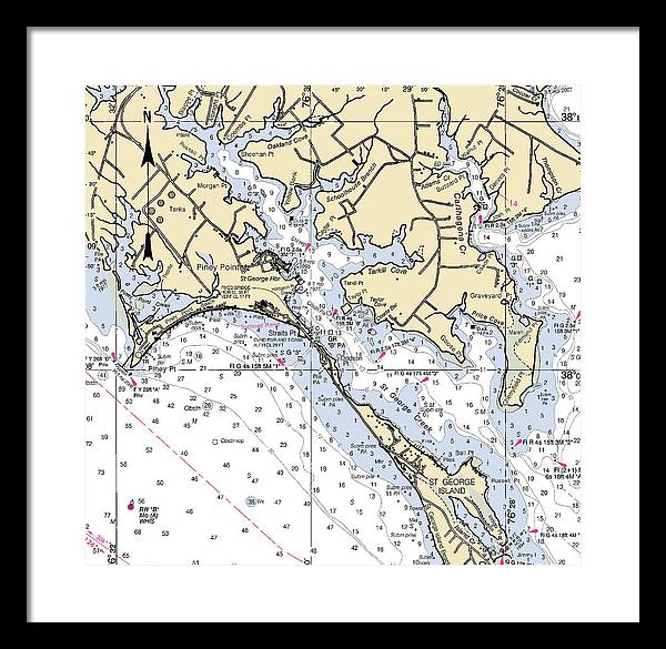 Piney Point-maryland Nautical Chart - Framed Print