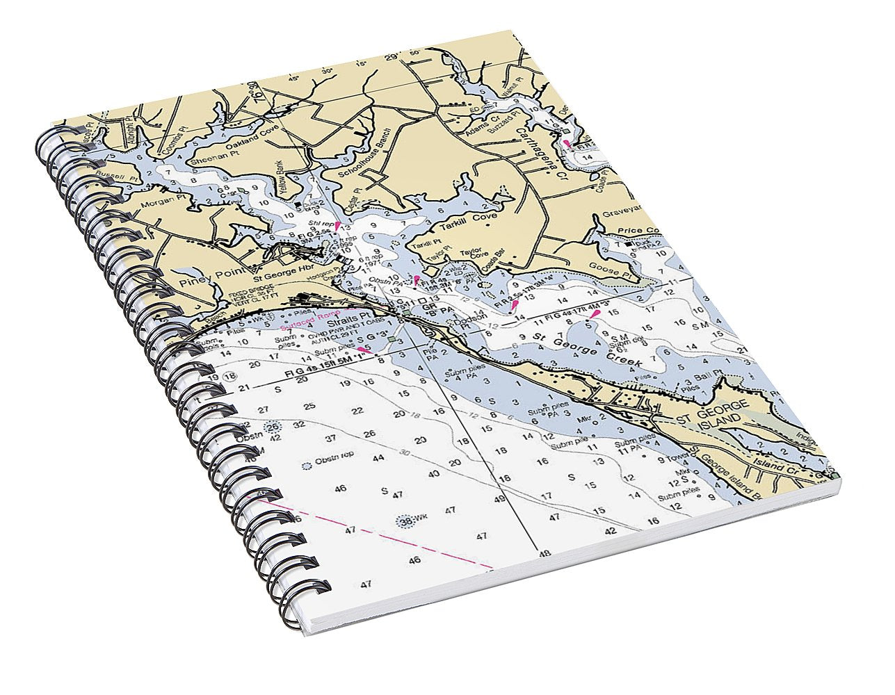 Piney Point-maryland Nautical Chart - Spiral Notebook