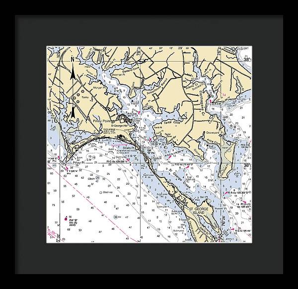 Piney Point-maryland Nautical Chart - Framed Print