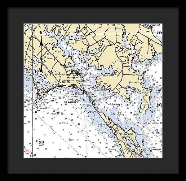 Piney Point-maryland Nautical Chart - Framed Print