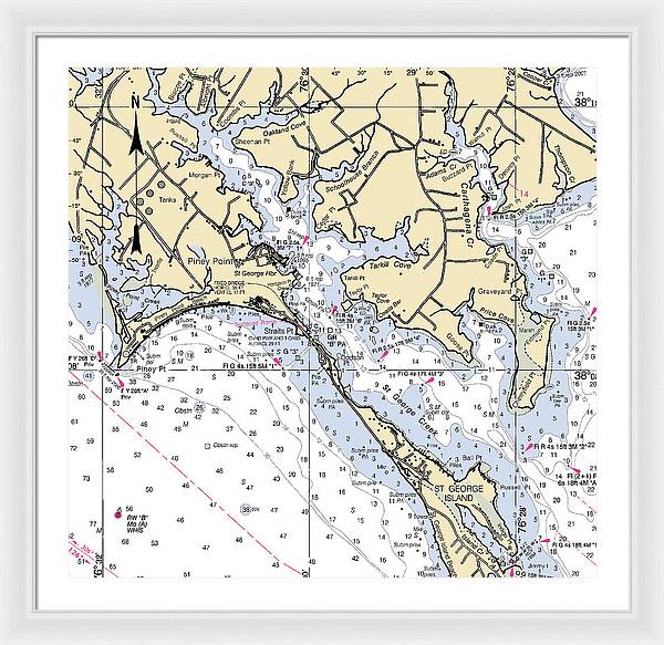 Piney Point-maryland Nautical Chart - Framed Print