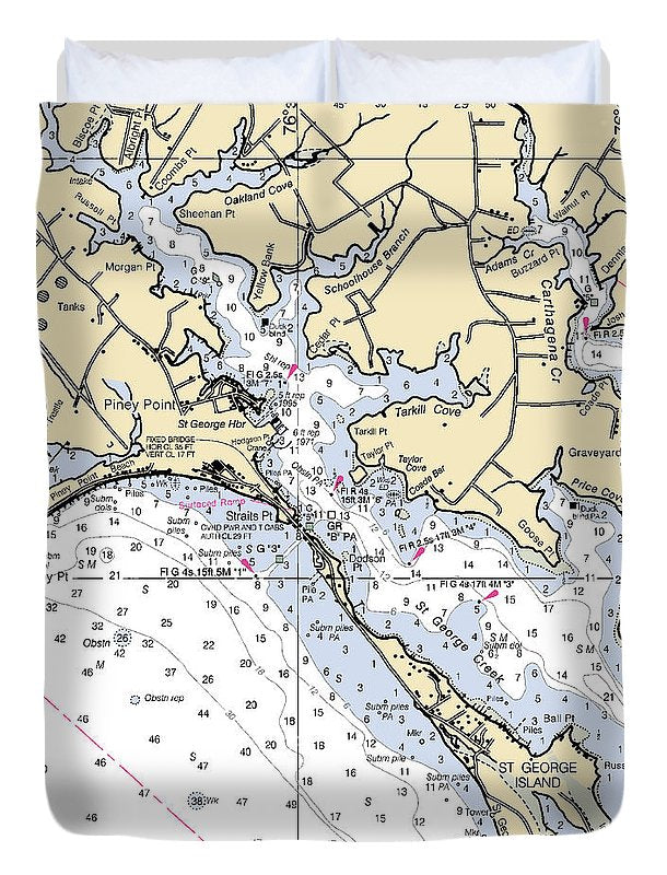 Piney Point-maryland Nautical Chart - Duvet Cover