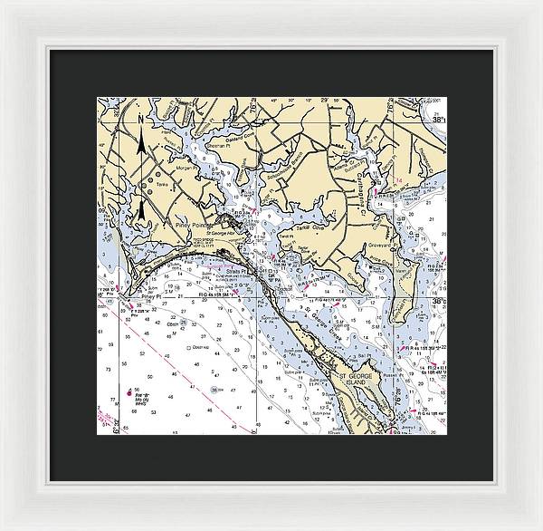 Piney Point-maryland Nautical Chart - Framed Print