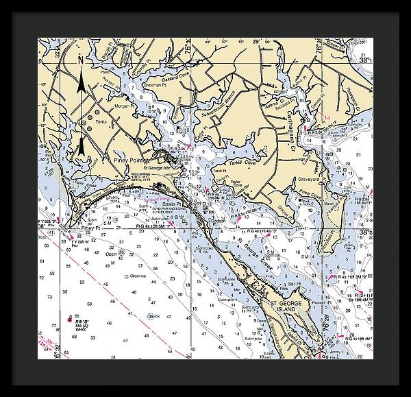 Piney Point-maryland Nautical Chart - Framed Print