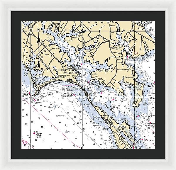 Piney Point-maryland Nautical Chart - Framed Print