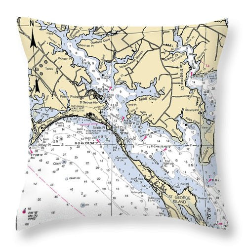 Piney Point-maryland Nautical Chart - Throw Pillow