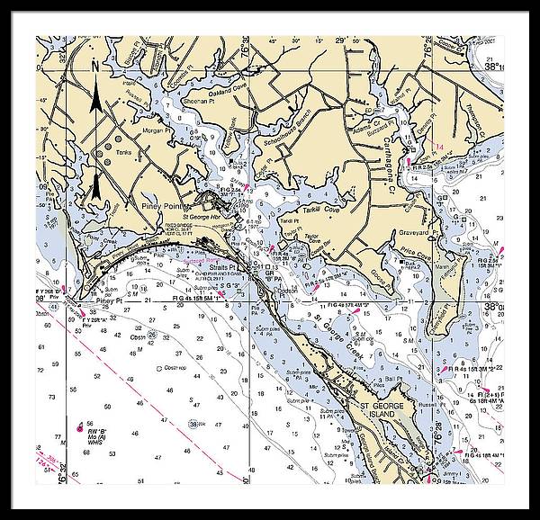 Piney Point-maryland Nautical Chart - Framed Print