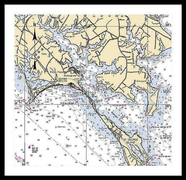 Piney Point-maryland Nautical Chart - Framed Print