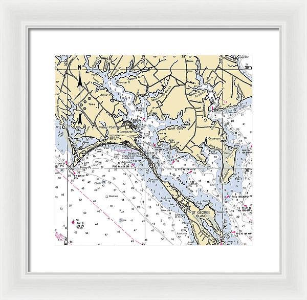 Piney Point-maryland Nautical Chart - Framed Print