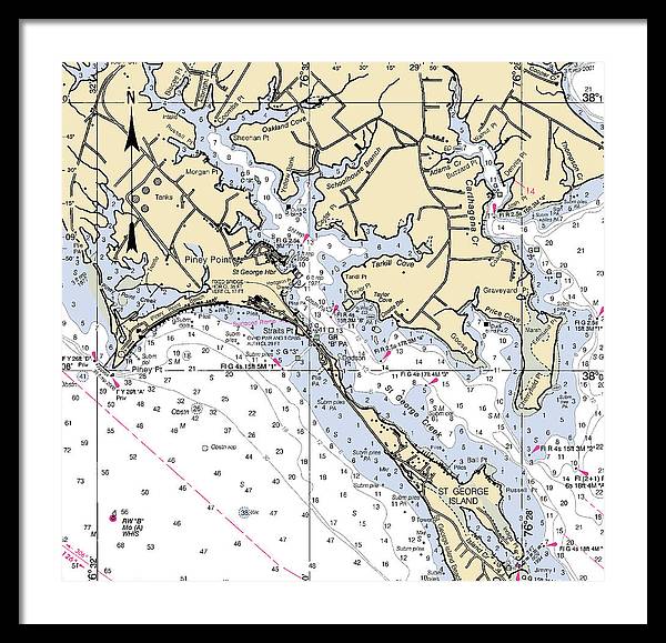 Piney Point-maryland Nautical Chart - Framed Print