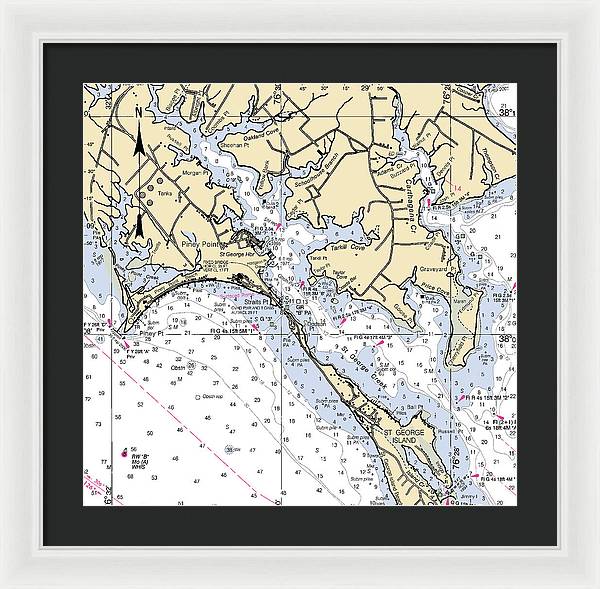 Piney Point-maryland Nautical Chart - Framed Print