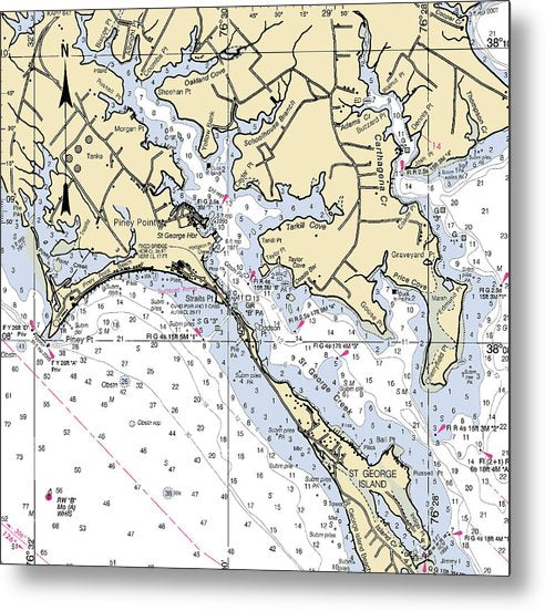 A beuatiful Metal Print of the Piney Point-Maryland Nautical Chart - Metal Print by SeaKoast.  100% Guarenteed!