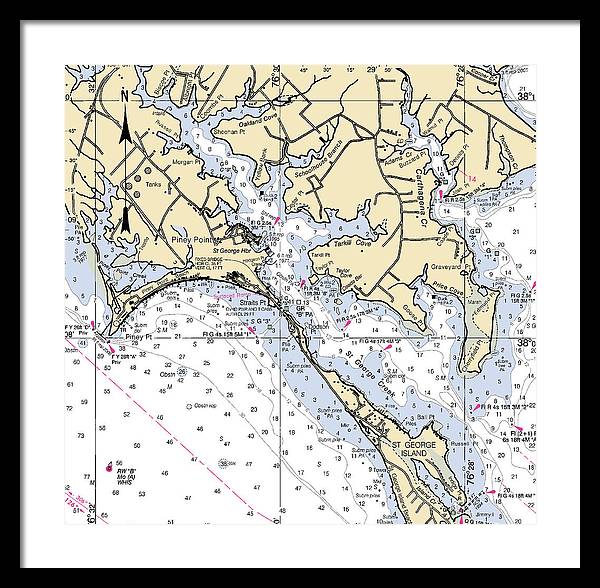 Piney Point-maryland Nautical Chart - Framed Print