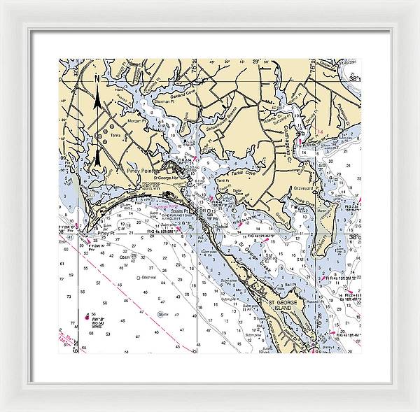 Piney Point-maryland Nautical Chart - Framed Print