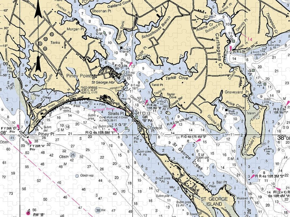 Piney Point Maryland Nautical Chart Puzzle