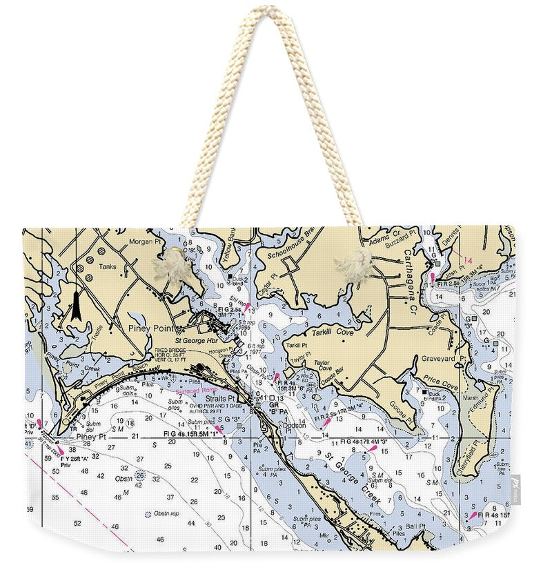 Piney Point-maryland Nautical Chart - Weekender Tote Bag