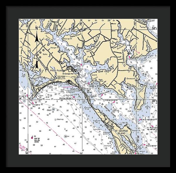 Piney Point-maryland Nautical Chart - Framed Print