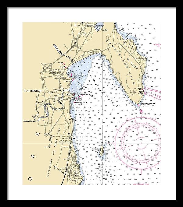 Plattsburg-lake Champlain  Nautical Chart - Framed Print